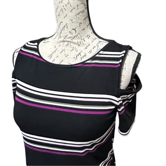 WHBM Stripe Cold Shoulder Jersey Knit Dress Size XS - Picture 2 of 7